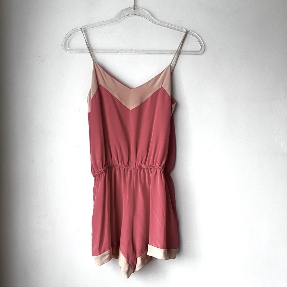 Helena Quinn Pink & Beige 100% Silk Romper XS